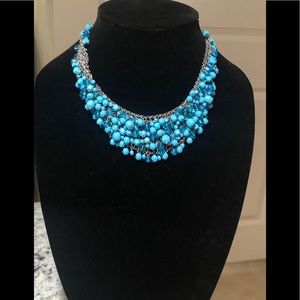 Turquoise beaded stainless steel necklace